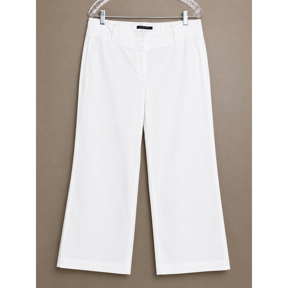 Elie Tahari White Wide Leg Dress Pants Size 12 Cotton Blend E602D209